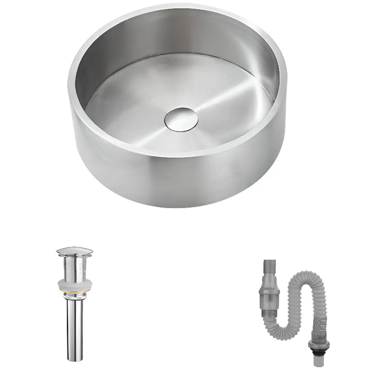 Gold Stainless Steel Circular Bowl Sink with Faucet Image - 5