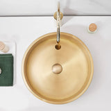 Gold Stainless Steel Circular Bowl Sink with Faucet Image - 6