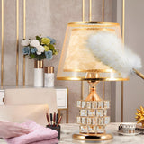 Gold Stylish Double Shade Chic Crystal Base Table Lamp Image - 12