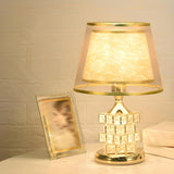 Gold Stylish Double Shade Chic Crystal Base Table Lamp Image - 13