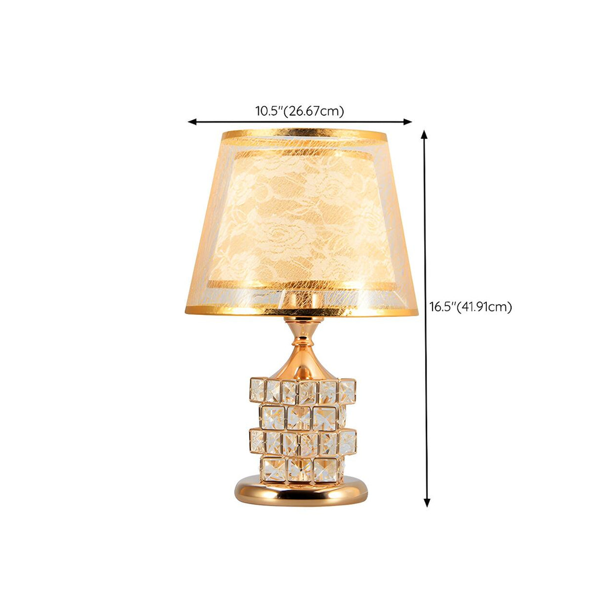 Gold Stylish Double Shade Chic Crystal Base Table Lamp 