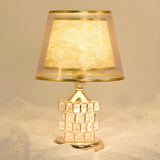 Gold Stylish Double Shade Chic Crystal Base Table Lamp Image - 6