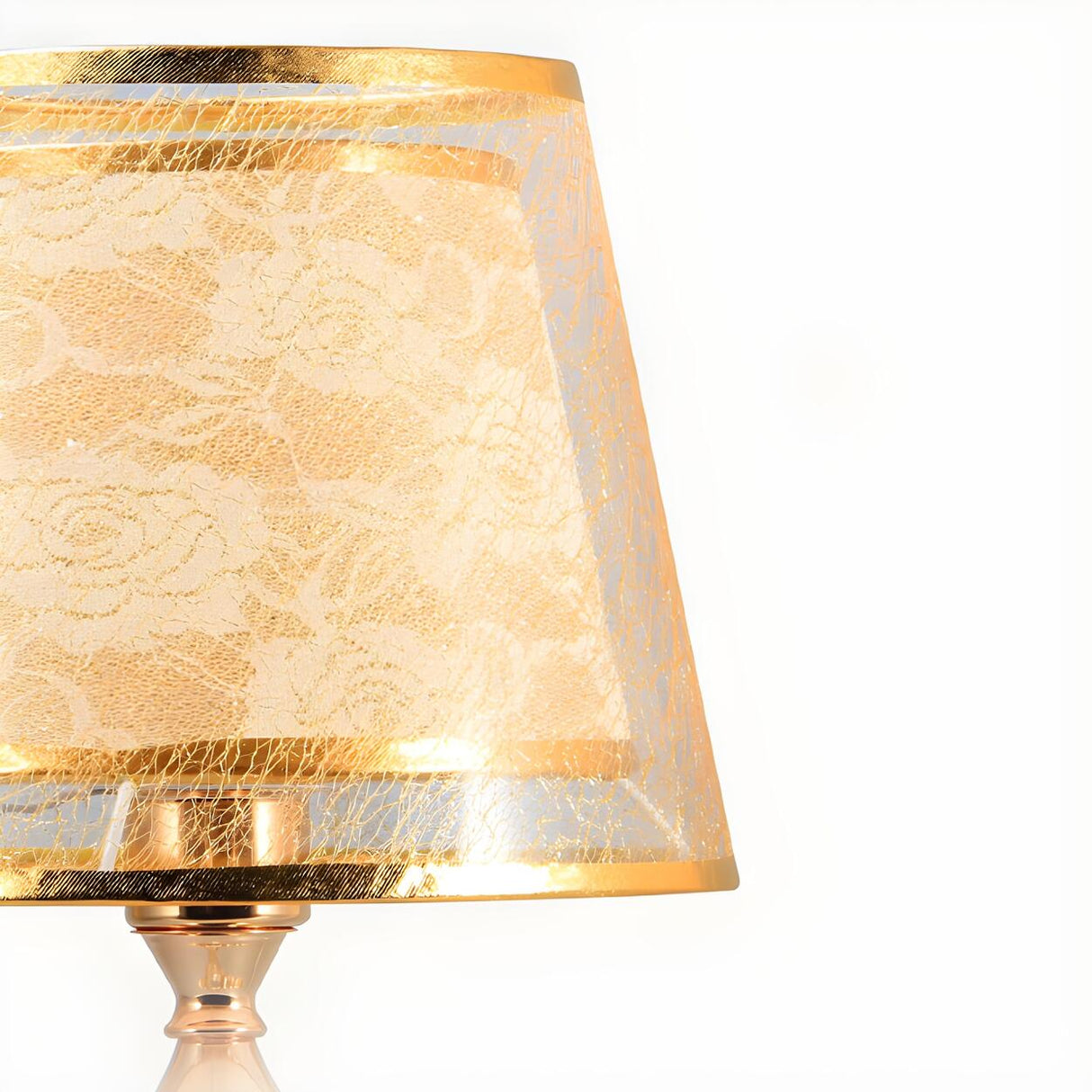 Gold Stylish Double Shade Chic Crystal Base Table Lamp Image - 7