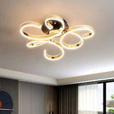 Gold Swirl Metal LED Semi-Flush Mount Light 3-Light Image - 1