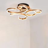 Gold Swirl Metal LED Semi-Flush Mount Light 3-Light Image - 3