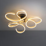 Gold Swirl Metal LED Semi-Flush Mount Light 3-Light Image - 9