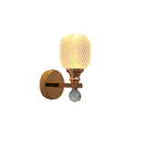 Gold Textured Glass Geometric Bedroom Wall Sconce Image - 10