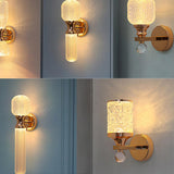 Gold Textured Glass Geometric Bedroom Wall Sconce Image - 14