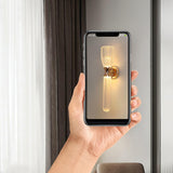 Gold Textured Glass Geometric Bedroom Wall Sconce Image - 18