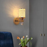 Gold Textured Glass Geometric Bedroom Wall Sconce Image - 5