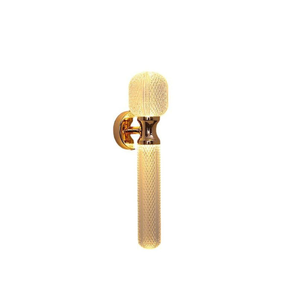 Gold Textured Glass Geometric Bedroom Wall Sconce Image - 7