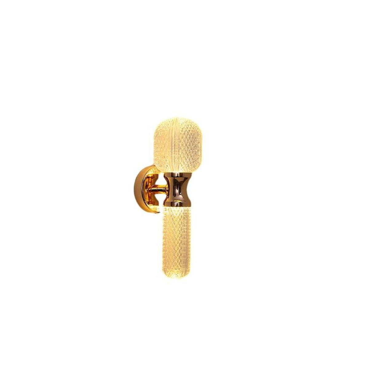 Gold Textured Glass Geometric Bedroom Wall Sconce Image - 9