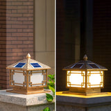 Gold Traditional Solar Outdoor Garden Pillar Light Image - 13