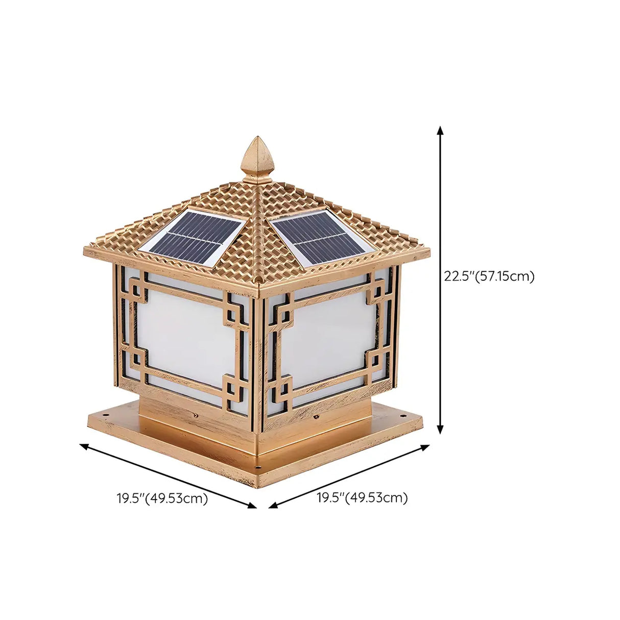 Gold Traditional Solar Outdoor Garden Pillar Light Image - 19