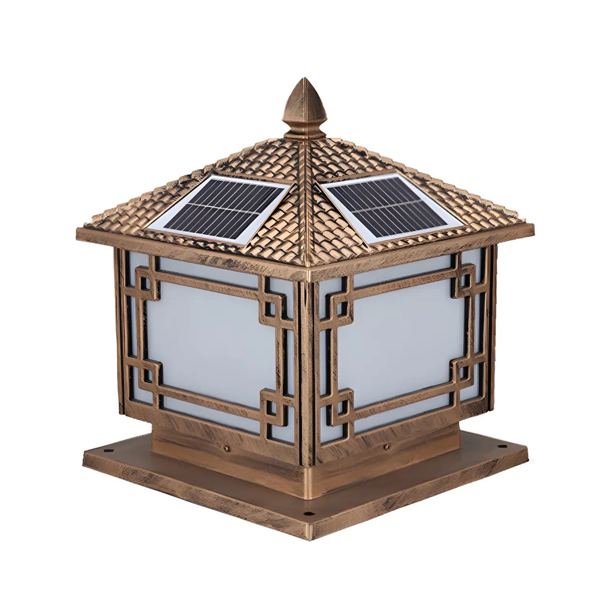 Gold Traditional Solar Outdoor Garden Pillar Light Image - 7