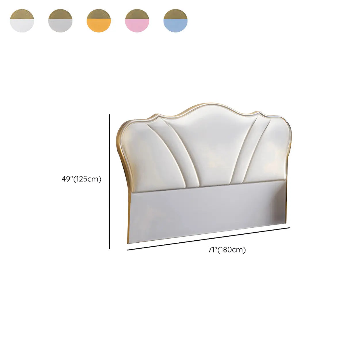 Gold-White Leather Upholstered Camelback Headboard Image - 13