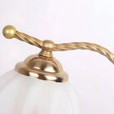 Golden Antique Flower Glass Shade Curved Arm Table Lamp Image - 4