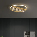 Golden Circular Crystal Ball Flush Mount Light 4-Light Image - 1