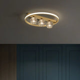 Golden Circular Crystal Ball Flush Mount Light 4-Light Image - 3