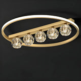 Golden Circular Crystal Ball Flush Mount Light 4-Light Image - 4