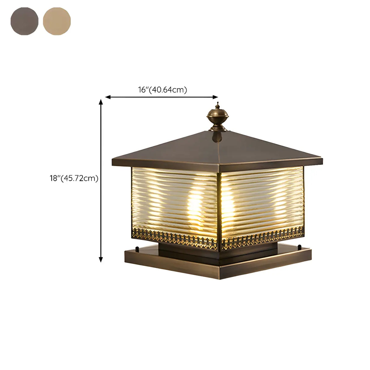 Golden Classic Square Metal Outdoor Post Table Lamp 