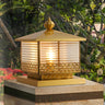 Golden Classic Square Metal Outdoor Post Table Lamp Image - 3