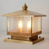 Golden Classic Square Metal Outdoor Post Table Lamp Image - 4