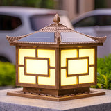 Golden Classical Chinese Garden Solar Outdoor Lamp Image - 1