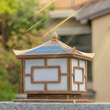 Golden Classical Chinese Garden Solar Outdoor Lamp Image - 13