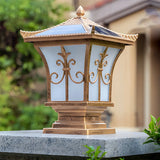 Golden Classical Chinese Garden Solar Outdoor Lamp Image - 16