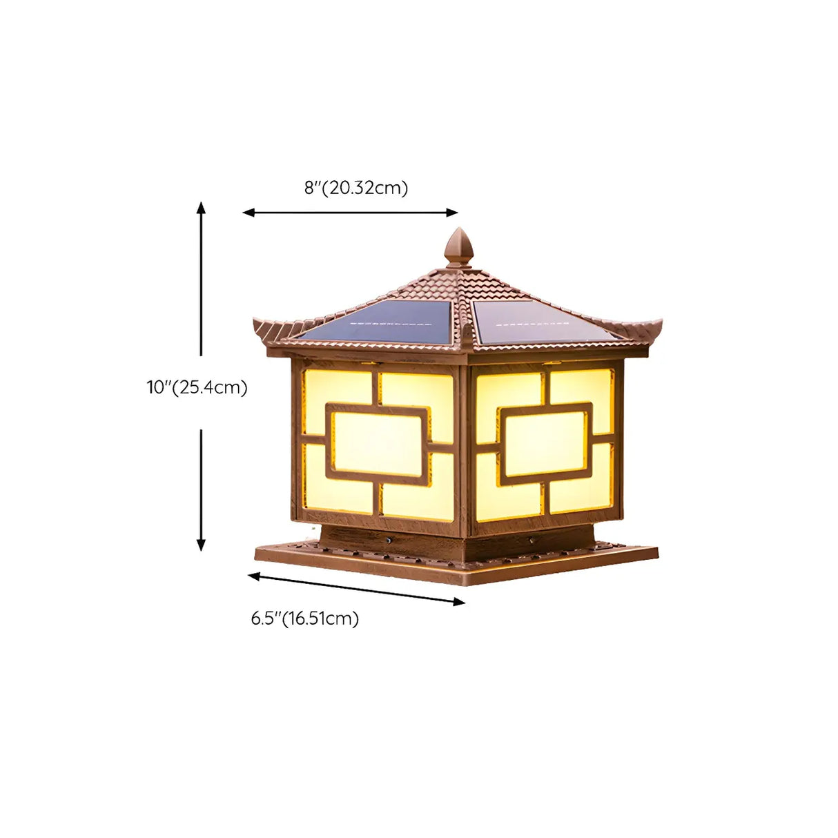 Golden Classical Chinese Garden Solar Outdoor Lamp 