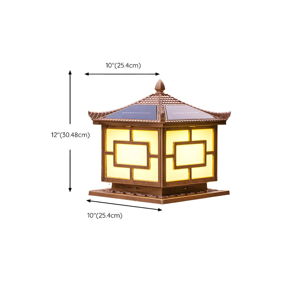 Golden Classical Chinese Garden Solar Outdoor Lamp Image - 18