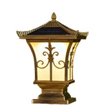 Golden Classical Chinese Garden Solar Outdoor Lamp Image - 2