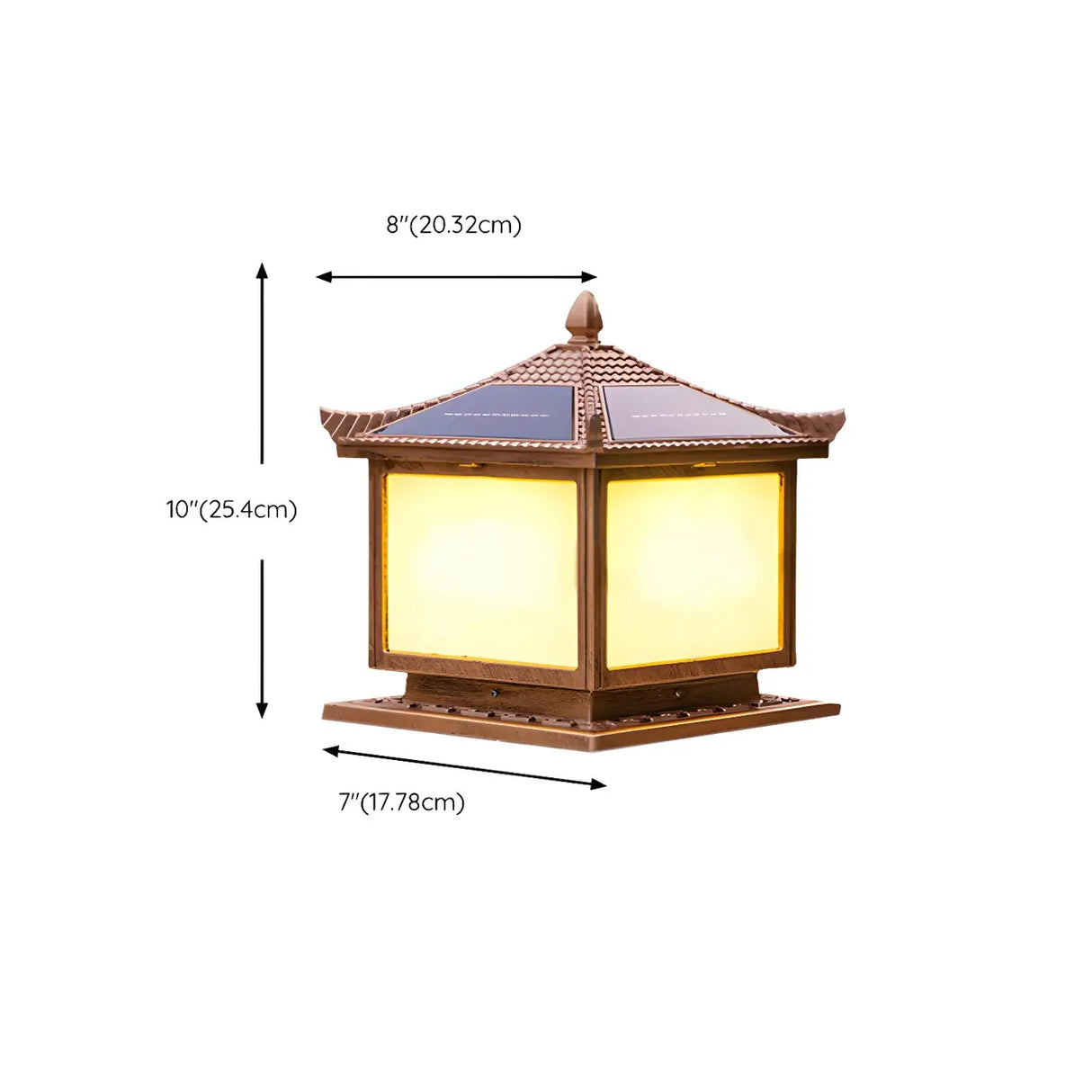 Golden Classical Chinese Garden Solar Outdoor Lamp Image - 22