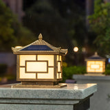 Golden Classical Chinese Garden Solar Outdoor Lamp Image - 4