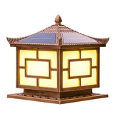 Golden Classical Chinese Garden Solar Outdoor Lamp Image - 5