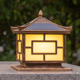 Golden Classical Chinese Garden Solar Outdoor Lamp Image - 6