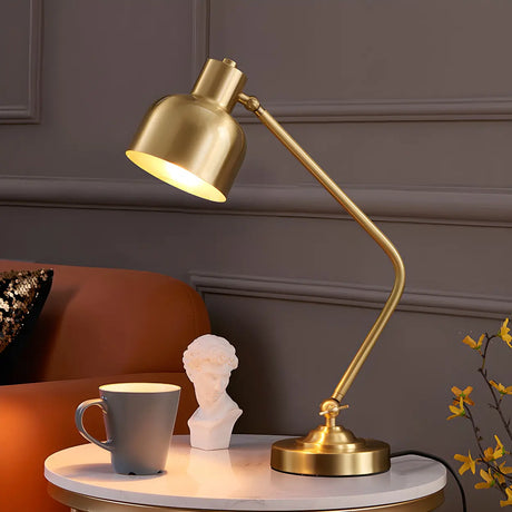 Golden Contemporary Coppery Bedroom Metal Table Lamp Image - 2