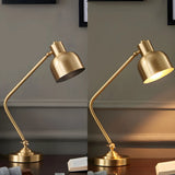 Golden Contemporary Coppery Bedroom Metal Table Lamp Image - 6