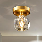 Golden Cutting Crystal Semi-Flush Mount Ceiling Light Image - 1