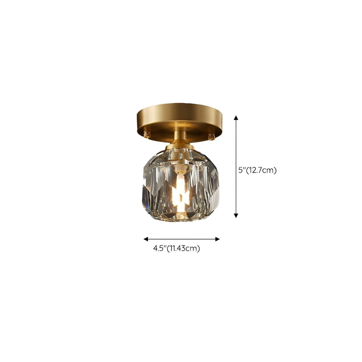 Golden Cutting Crystal Semi-Flush Mount Ceiling Light 