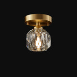 Golden Cutting Crystal Semi-Flush Mount Ceiling Light Image - 2