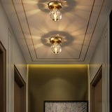 Golden Cutting Crystal Semi-Flush Mount Ceiling Light Image - 3