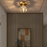 Golden Cutting Crystal Semi-Flush Mount Ceiling Light Image - 4