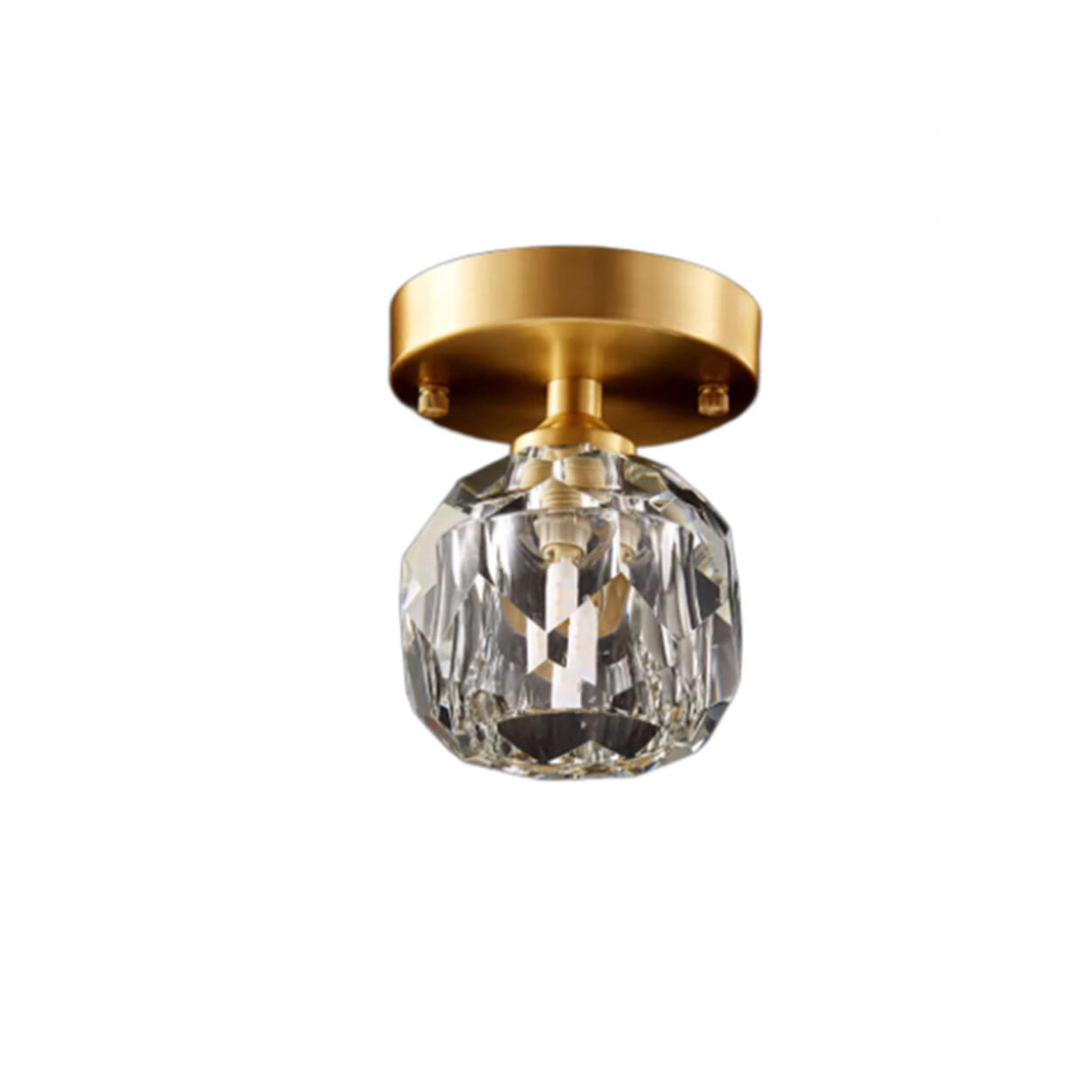 Golden Cutting Crystal Semi-Flush Mount Ceiling Light Image - 6