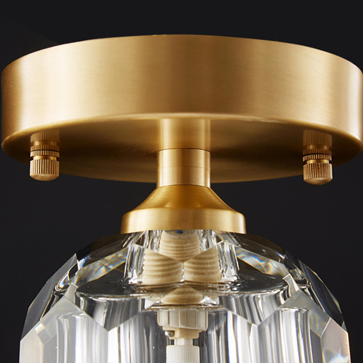 Golden Cutting Crystal Semi-Flush Mount Ceiling Light Image - 8