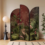 Golden Floral Canvas Privacy Double Sided Print Room Divider Image - 23