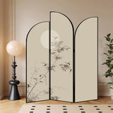 Golden Floral Canvas Privacy Double Sided Print Room Divider Image - 25