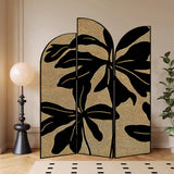 Golden Floral Canvas Privacy Double Sided Print Room Divider Image - 31