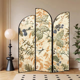 Golden Floral Canvas Privacy Double Sided Print Room Divider Image - 33